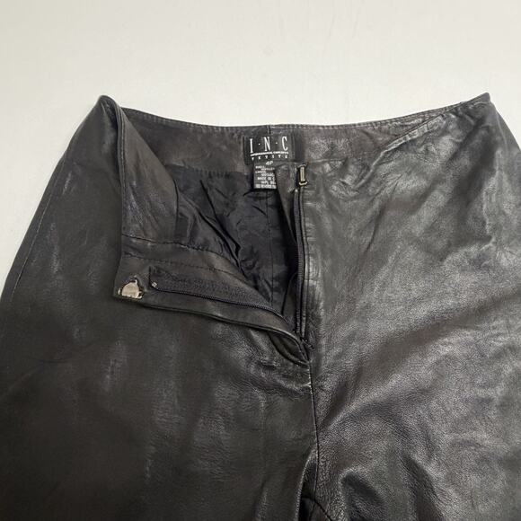 INC International Petite Size 4P Genuine Leather Boot Cut Pants Biker Flared Leg - Picture 4 of 11